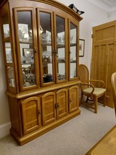 pecan wood display cabinet
